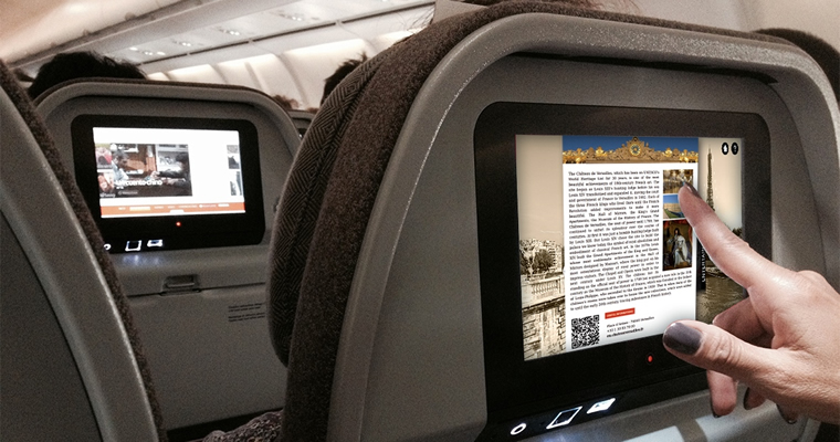 Seatback screen with content services available onboard