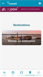 Luxair Wireless Inflight Entertainment (IFE) Portal Destination section by PXCom